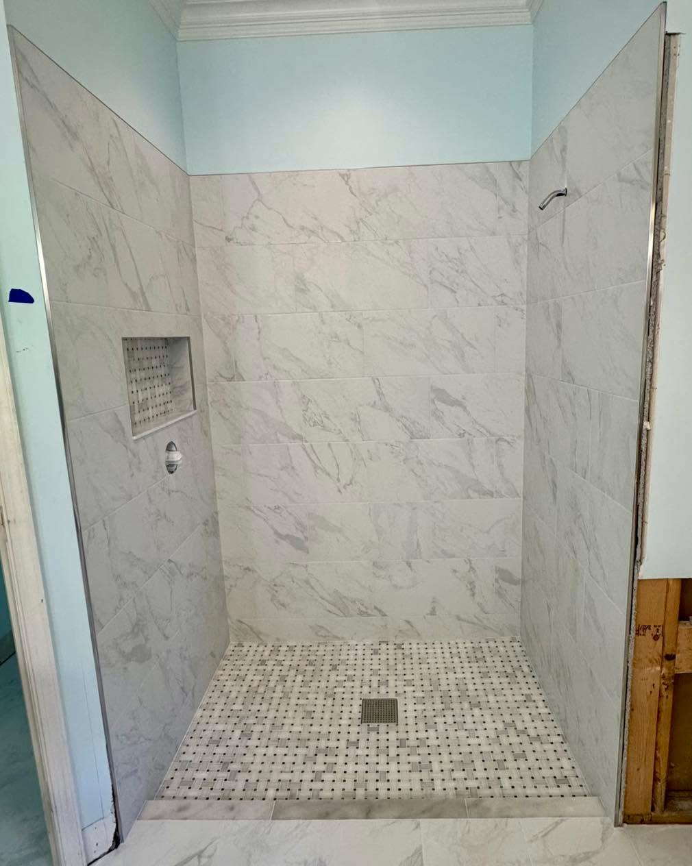 Custom marble walk-in shower