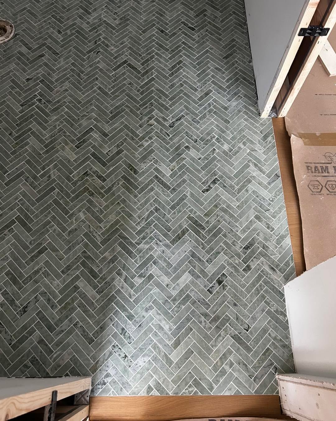 Herringbone accent wall going in